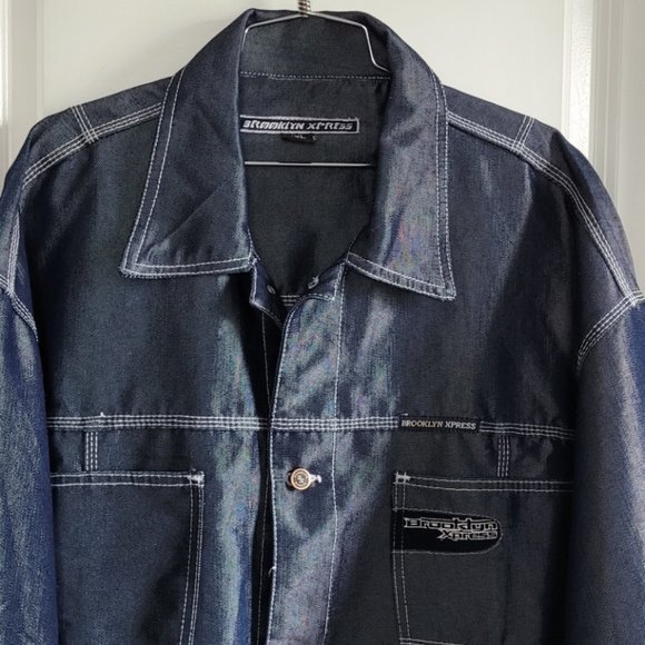 Brooklyn Xpress Vintage Shiny Denim Men's Jacket/coat Size XXL - Picture 4 of 14